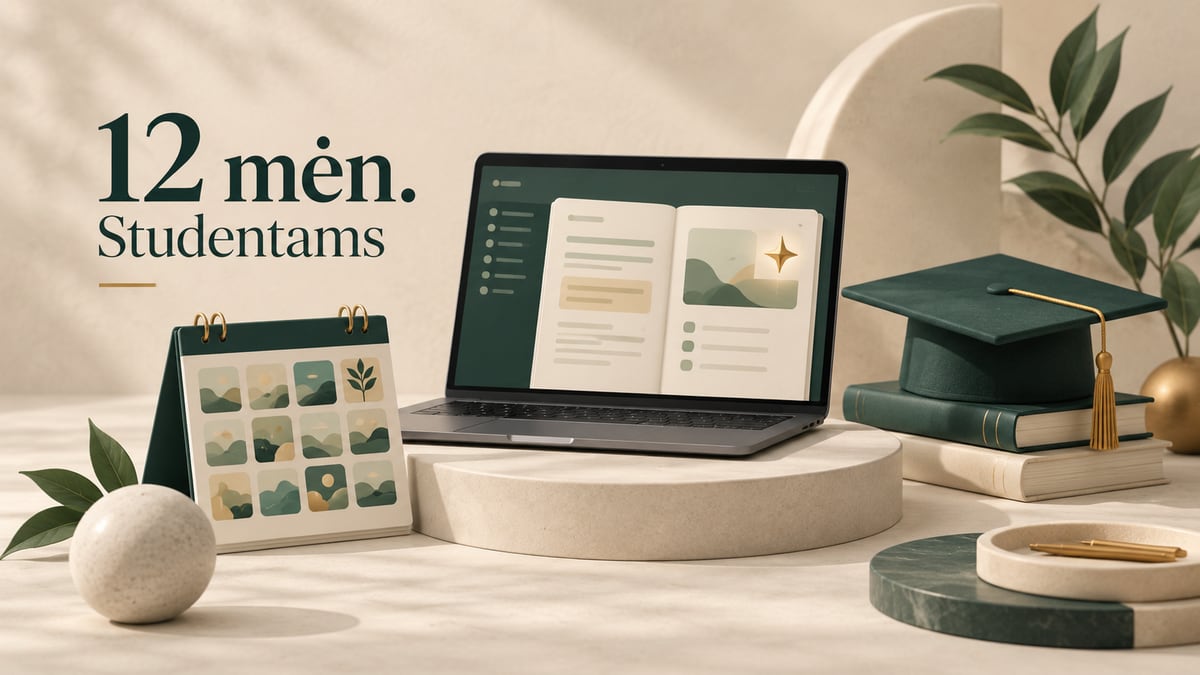 Gidai 12 mėnesių AI plano studentams iliustracija, ne Google logotipas